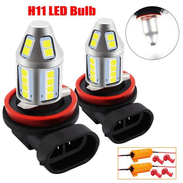

2шт h11 led автомобилей туман лампы 150w с декодером high power 3030 чип водонепроницаемый белый авто передний фары противотуманные фары дал