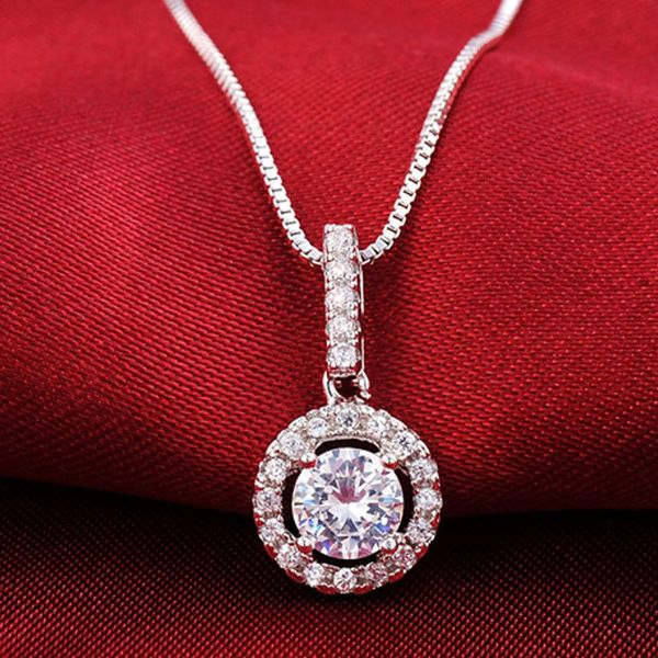 

moonso real sterling silver 925 zircon halo necklaces & pendants with chain for women wedding fashion jewelry x231
