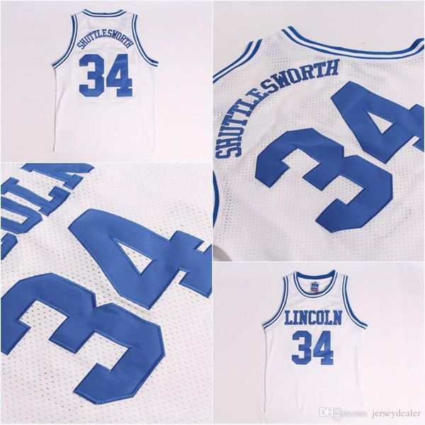 

High Quality Mens Jesus SHUTTLESWORTH #34 Lincoln He Got Movie Basketball Jersey 100% Stitched Above The Rim Moive White S-3XL Fast Shipping