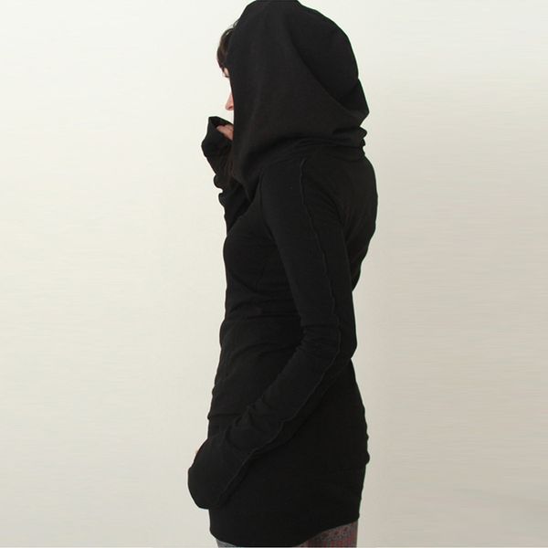 

women autumn dress hoodies pullover long sleeves slim fit black minimalist dresses xin-shipping