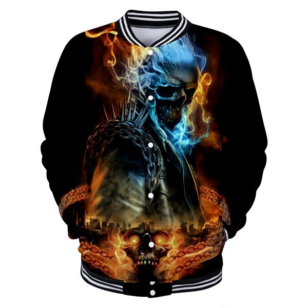 

2019 casual men jacket skull 3d popular comfortable baseball jacket japanese streetwear stand collar baseball sweatshirt punk, Black;brown