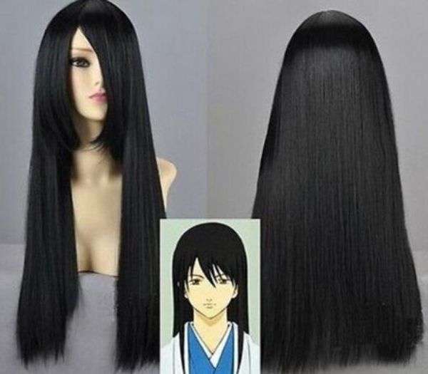 

+ new gintama katsura kotarou long straight black cosplay wig, Black;brown