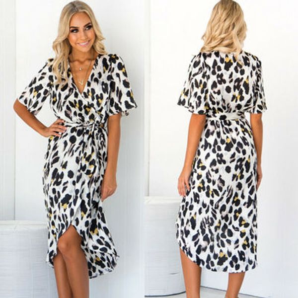

женщины leopard printed длинное платье моды sexy v шеи высокой талией сплит платье партии вскользь vestidos плюс размер пляжная, Black;gray