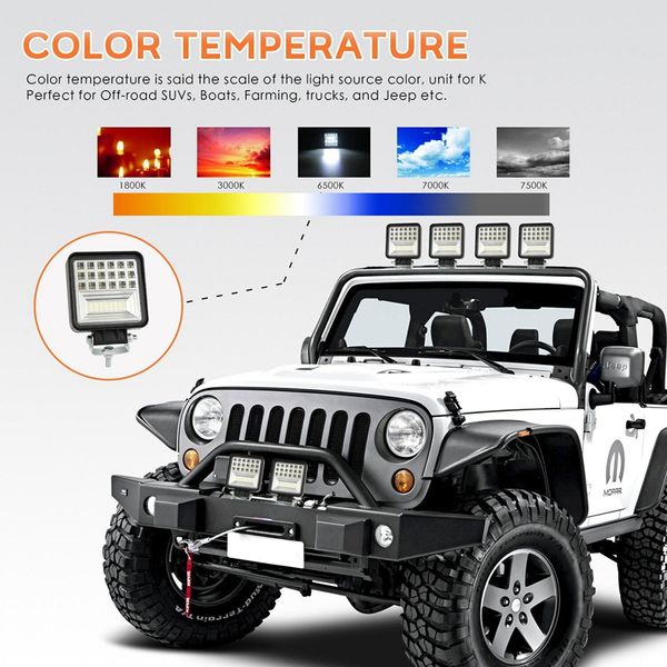 

led pods, 400w 6000k led work light bar flood spot beam offroad 4wd suv driving fog lamp for truck 4x4 tractor utv atv boat, 2