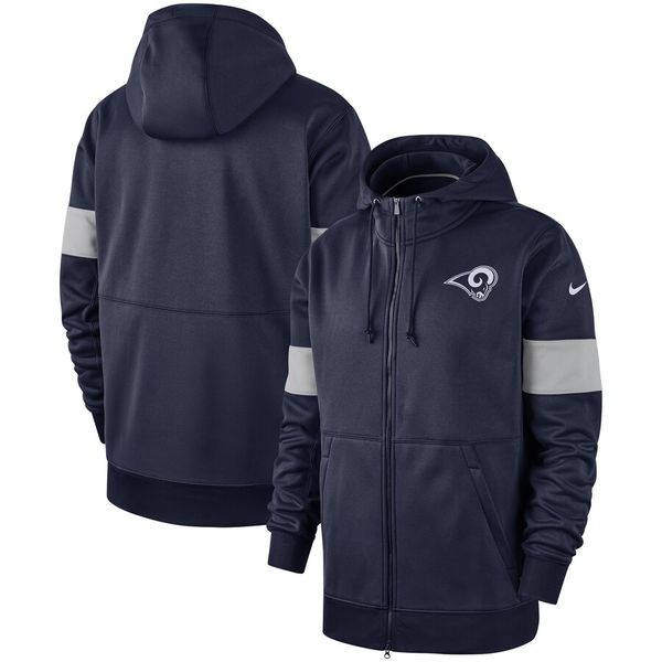 

mens los angeles rams vintage sideline performance full-zip hoodie - navy sweatshirt, Blue;black