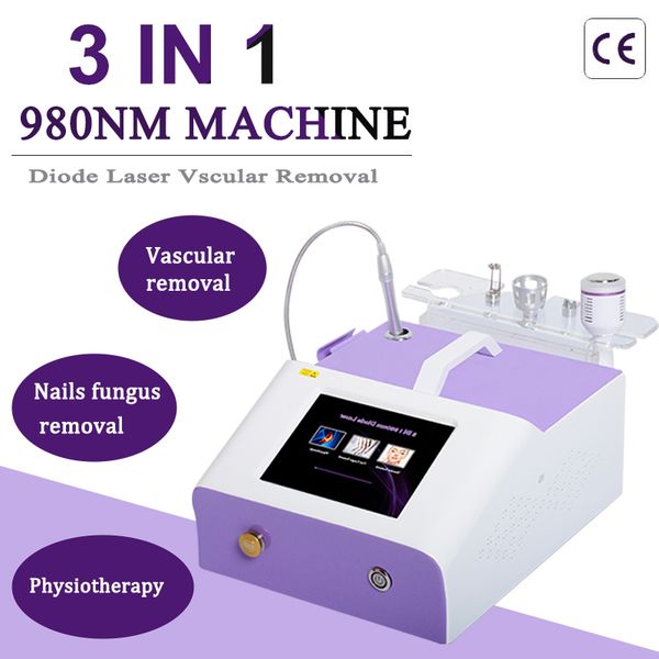 

980nm 3 in 1 laser spider veins removal machine diode laser vascular removal nails fungus removal beatuy eqyupment, Black