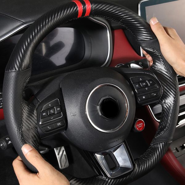 

1pc for mg hs 2018-2019 steering wheel cover hand sewing decorate layer leather
