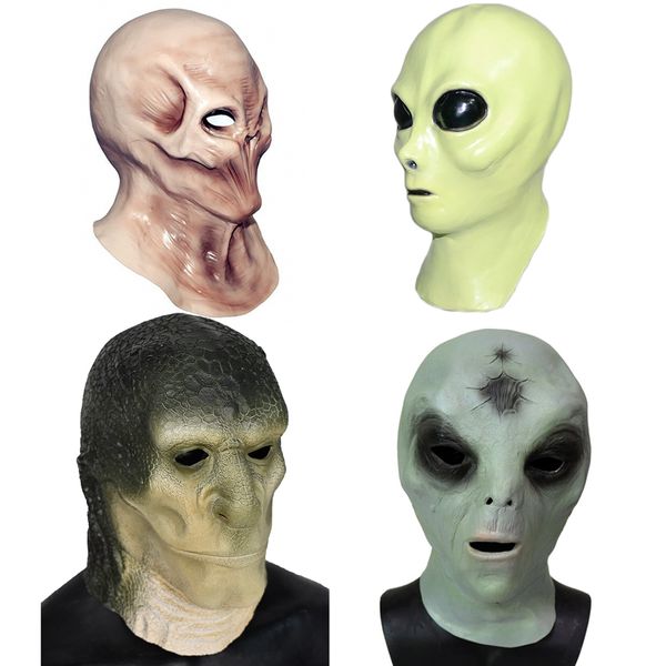 

horror latex mask monster alien head mask ufo skeleton outer space creature et halloween masquerade party masaka