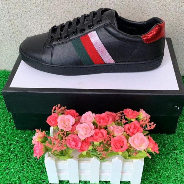 

designer shoes ace luxury embroidery brands white tiger bee snake leather designer sports shoes men and women casual sneakers 35-47 t10, Black
