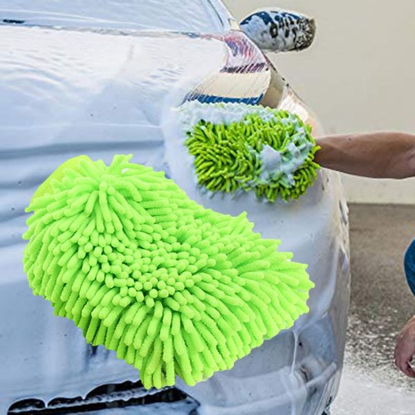 

1pc clean gloves double sided special car wash tool brush car cleaning gloves thickened plush chenille wipe handle rag