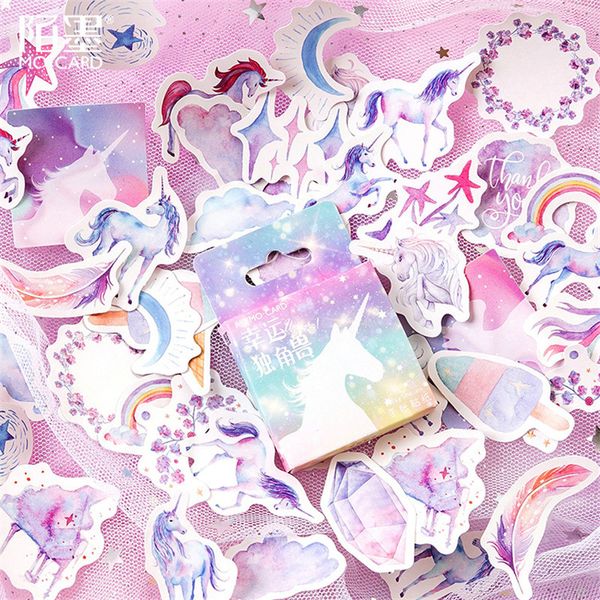 

45pcs/box kawaii unicorn notebook diary drawing painting graffiti cover paper memo pad office school supplies gift, Purple;pink