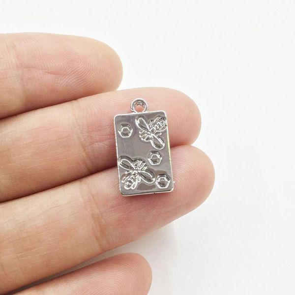

eruifa 20pcs10*15mm new arrival bee zinc alloy rectangle coin necklace,earring bracelet jewelry diy handmade 2 colors, Silver