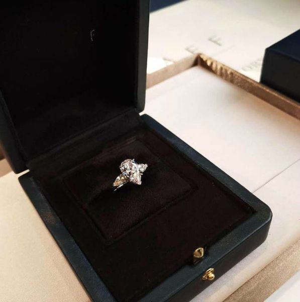 

famous designer jewelry 925 silver gold-plated drop diamond ring women wedding diamond ring jewelry, Slivery;golden