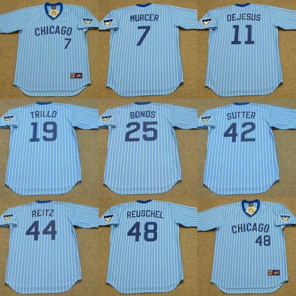 

chicago 10 leon durham 25 bobby bonds 11 ivan dejesus 44 ken reitz 19 manny trillo 48 rick reuschel 42 bruce sutter baseball jersey stitched, Black