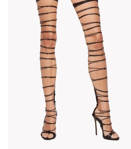 

designer shoes 2019 new fashion black gladiator straps peep toes cut outs high heels summer boots lace up stiletto heel women shoes sandals