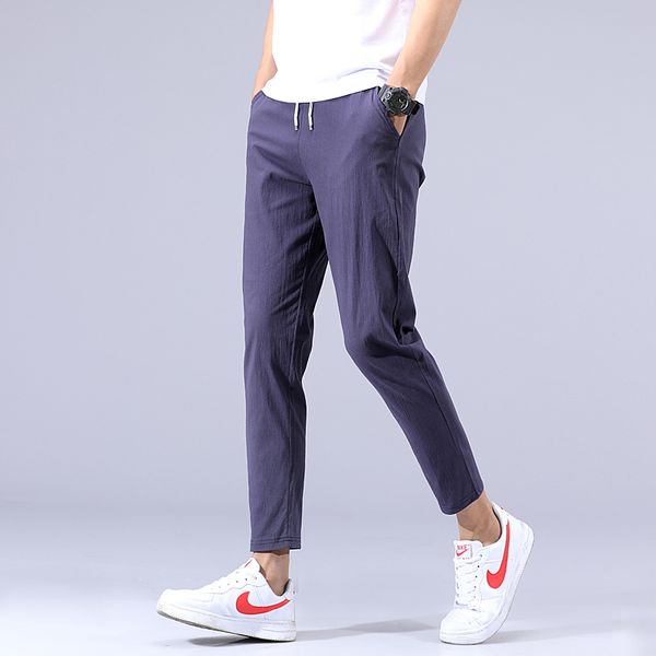 

new men's harem pants slim multicolor cotton comfortable ankle length pencil pants fashion social elastic waist casual men, Black