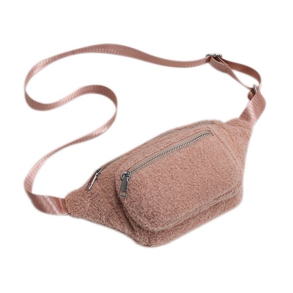 

fashion wild messenger waist bag casual simple solid color plush pouch