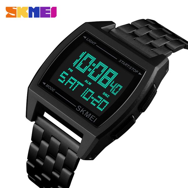 

skmei watches men waterproof stainless steel wristwatch digital led sports watch male clock erkek kol saati reloj hombre 2018, Slivery;brown