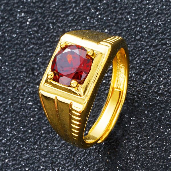 

vietnam alluvial gold diamond gemstone open ring female plated 24k gold mens zircon ring cross-border explosion models womens clothing acces, Silver