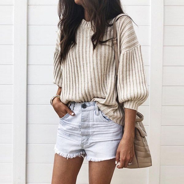 

lasperal o-neck solid color lantern pullover sweater woman autumn winter long sleeve ropa mujer invierno 2019 women sweater, White;black