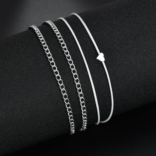 

european and american style beach heart multilayer anklet women's bohemian heart shape peach double layer chain foot ornam, Red;blue