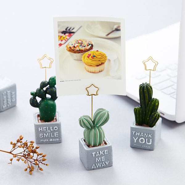 

1pcs cute cat cactus shape resin plant p clip creative deskmemo name card pendant furnishing articles picture frame
