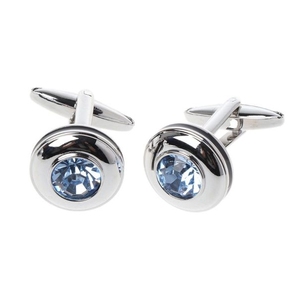 

1 pair men cufflinks blue crystal geometric shirt suit cufflink cuff links formal simple fashion high-end luxury charms jewelry, Silver;golden