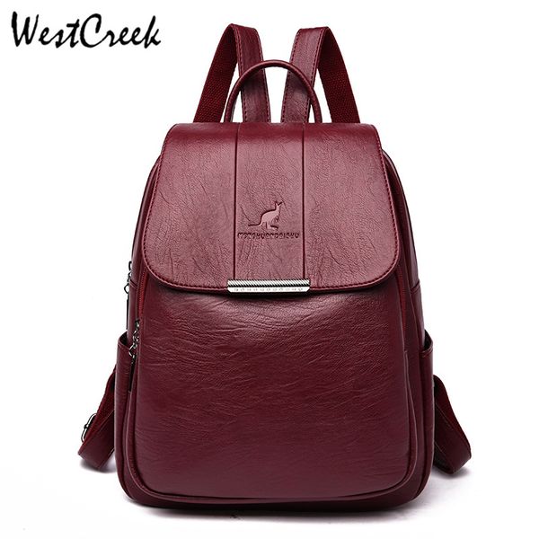 

westcreek brand women leather backpacks female vintage backpack travel shoulder bag school bags for girls