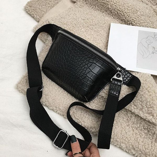 

women waist pack crocodile pattern cross body zipper closure single shoulder gift pu leather clutch fashion casual chest bag