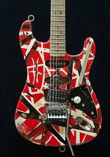 

custom shop masterbuilt eddie van halen frankenstein heavy relic handmade electric guitar, floyd rose tremolo, bare pickups, schaller tuners