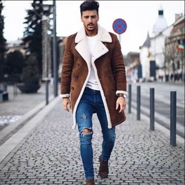 

м-xxxl плюс размер мужчины и пиджаки мужская мода полушерстяные зима толстый теплый утолщаются кашемир траншеи пальто с длинным рукавом паль, Black