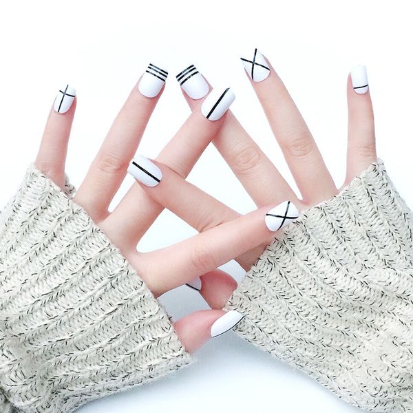 

24pcs/set reusable acrylic fake nails with adhesive sticker glue press on nail full cover nail tips extension manicure tool, Red;gold