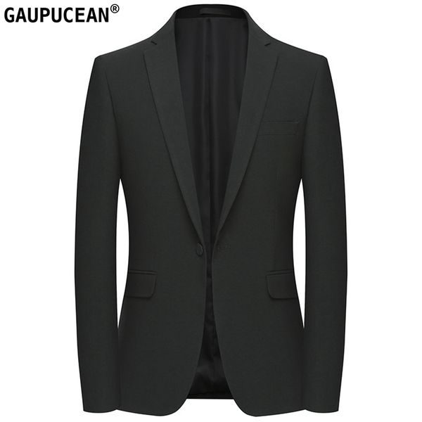 

easy care anti-shrink slim man suit jacket quality fashion male formal business spring single breasted black men blazer, White;black