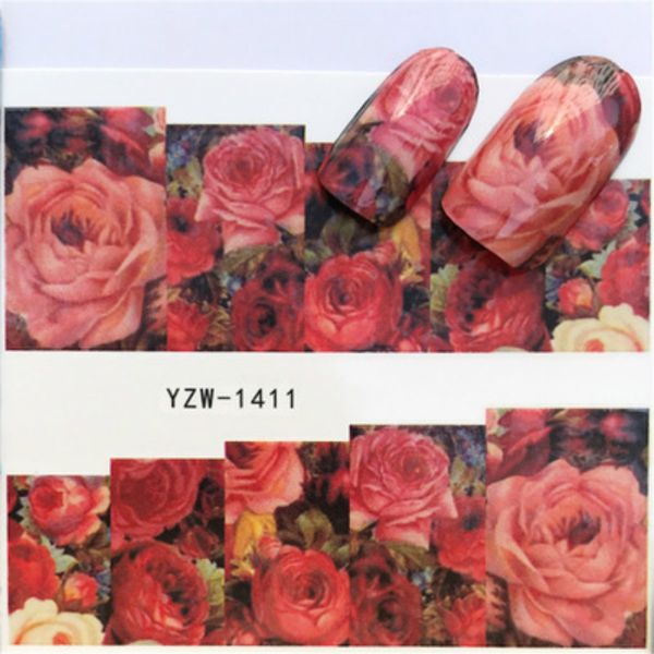 

1pcs cute rose diy nail art sticker set black lace gold silver glitter flower water decal slider wraps decor manicure 10003