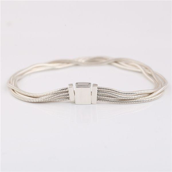 

новые серии r 925 серебряного браслет оригинальных отблесков несколько змея цепь браслет для тканых использования цепи, Black