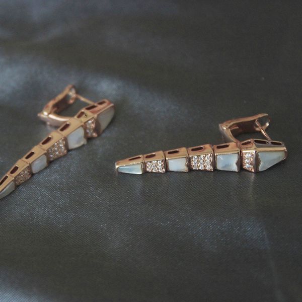 

алмазная змея серьги женщина розового золота агатовые viper серег стерлингового серебра ювелирные изделия венчания, Golden