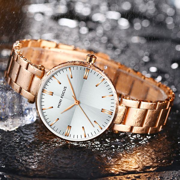 

new fashion elegant women watches quartz analog clock rose gold stainless steel strap waterproof dress ladies watch, Slivery;brown