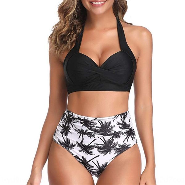

2020 printing split bikini swimsuit hard bag bikini women's swimsuit, White;black