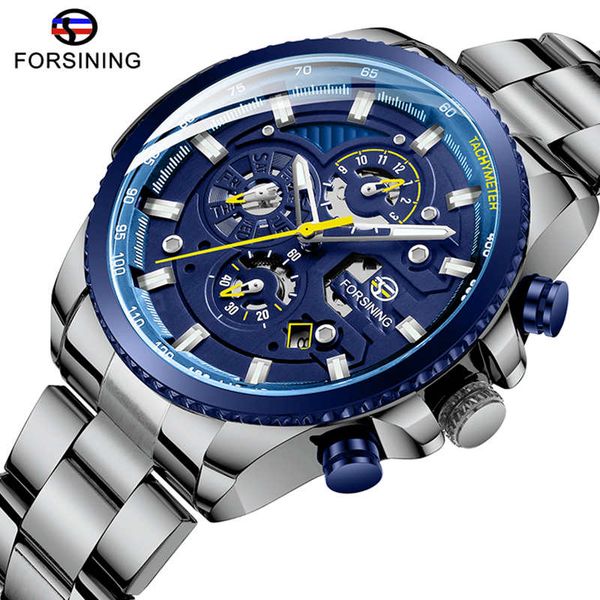 

forsining brand men automatic mechanical watch stainless steel skeleton waterproofl clock relogios masculino, Slivery;brown