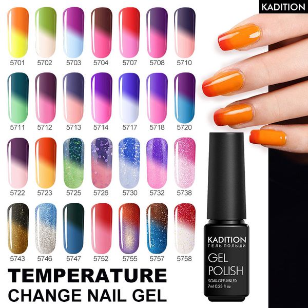 

kadition 7ml thermal nail polish glitter temperature 29 color changing water-based manicure varnish shimmer nail gel lacquer art, Red;pink