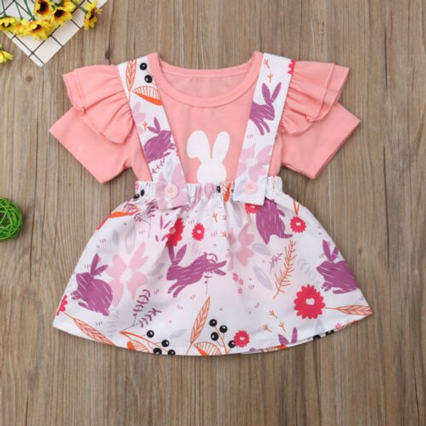 

6m-4t newborn baby girls easter t-shirt princess party skirt dress outfits summer clothing, White