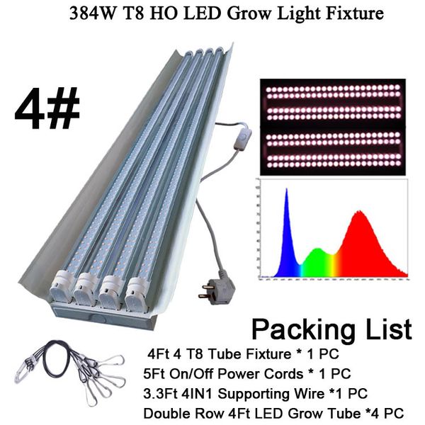 4FT T8 HO Fluorescent LED Grow Light Fixture For Indoor Plants, High