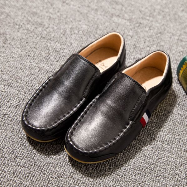 

children' shoes 2019 spring and autumn new child student performances genuine leather kids peas summer hollow boys sandals, Black;grey