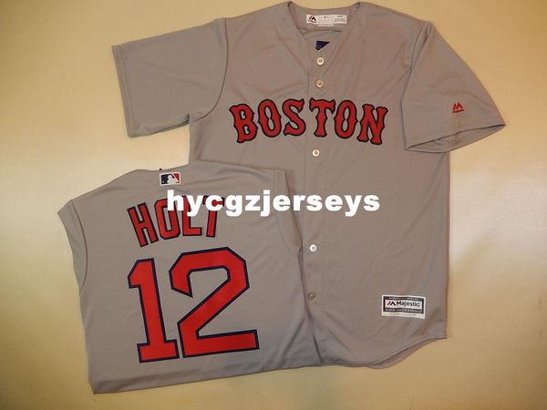 

baseball br #12 brock holt sewn cool base shirt jersey gray new mens stitched jerseys big and tall size xs-6xl for sale, Black;blue