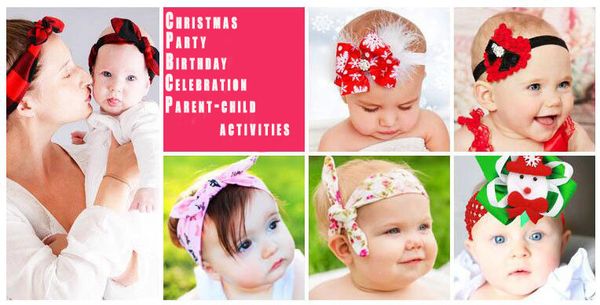

20 set/lot parent-child tie bow headband hair hoop stretch cotton headbands hair accessories paty christmas birthday