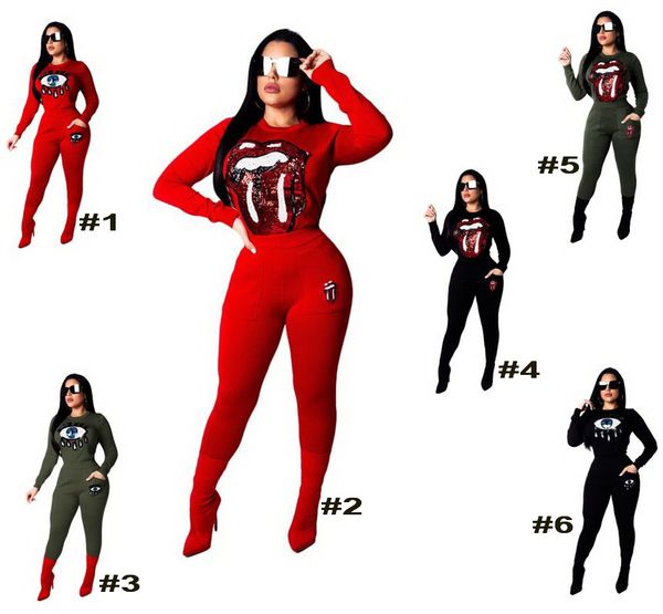 

casual women sequin tracksuit track suit set sweatshirt + pant suits outfits costumes plus size two different sequin patterns, White