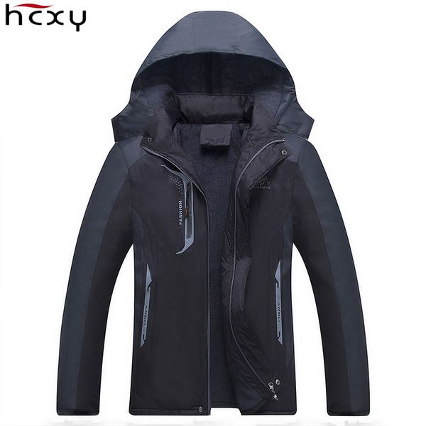 

special offer hcxy mens hooded technical jackets winter coat thicken fur men warm coat parka male moutain wear hardshell outwear, Black;brown