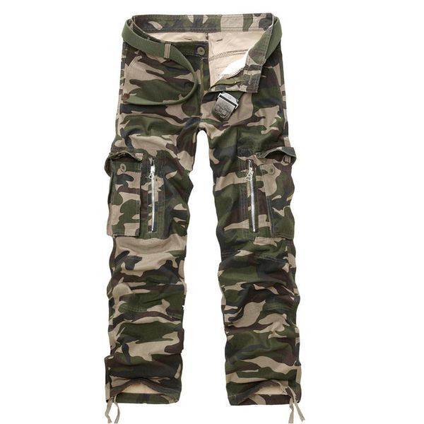 

2019 new good quality camo cargo pants men camouflage cotton workout men trousers spring autumn, Black