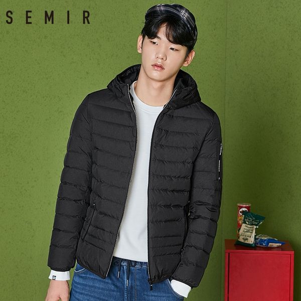 

semir down jacket 2019 winter new men korean version short windproof warm jacket fashion student casual male outwear jackets, Black