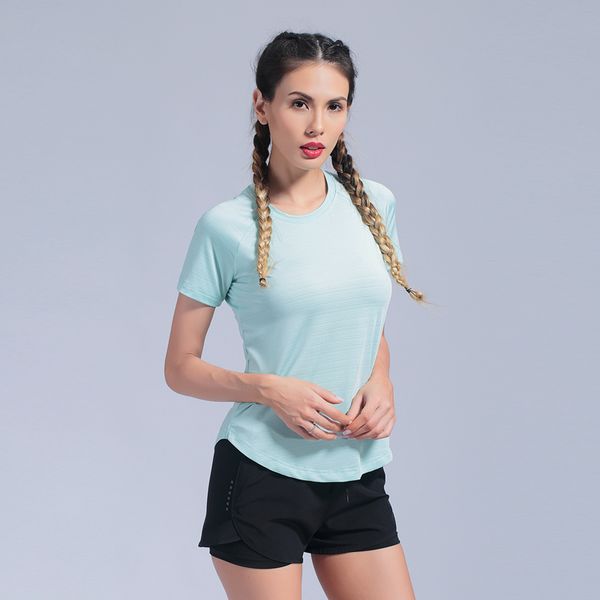 

yoga shirt women quick dry tight running shirts breathable workout fitness clothes solid color short sleeve sport t-shirts, White;red